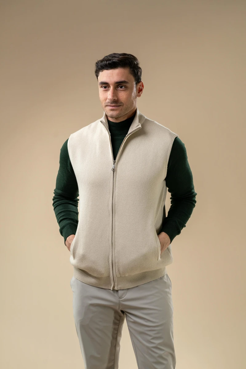 Men’s Knit Zip-Up Sleeveless Vest