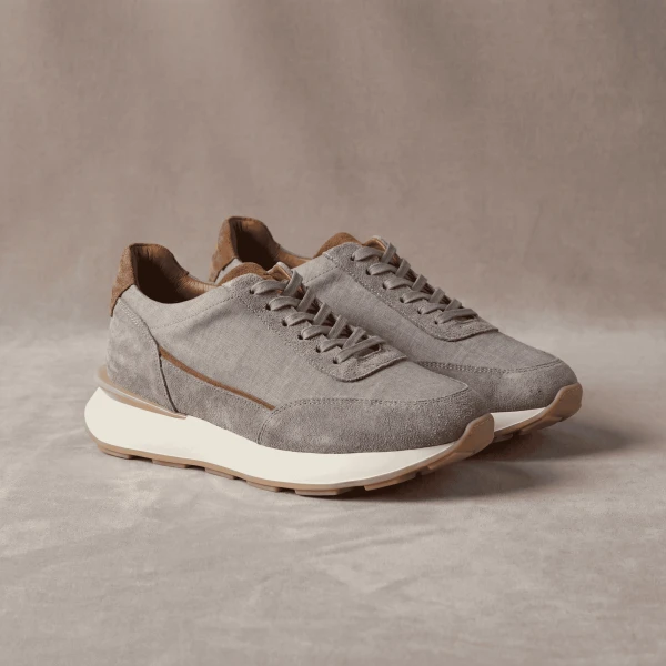 Men's Premium Suede & Canvas Low-Top Sneakers