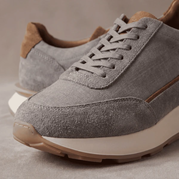 Men's Premium Suede & Canvas Low-Top Sneakers